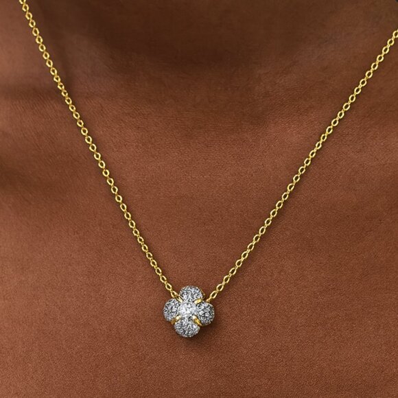 "Sawyer" 925 Pavé Clover Necklace - Picture 1 of 1